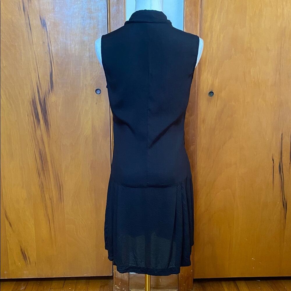 Black Zippered Dress Collar Sleeveless P2P 18.5” Length 34” Punk Rock Moto Alt - Picture 3 of 9